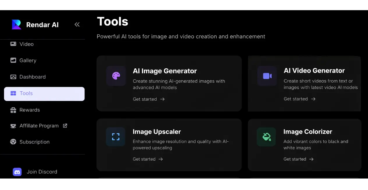 Rendar AI dashboard screenshot